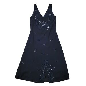 Vtg USA M Dress Black Sequin V Neck Bias Cut Formal‎ 90s Whimsigoth Fairecore
